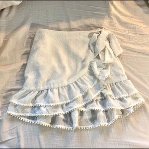 White Ruffle Side Tie Tobi Skirt